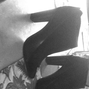 Vince leather and suede black heels